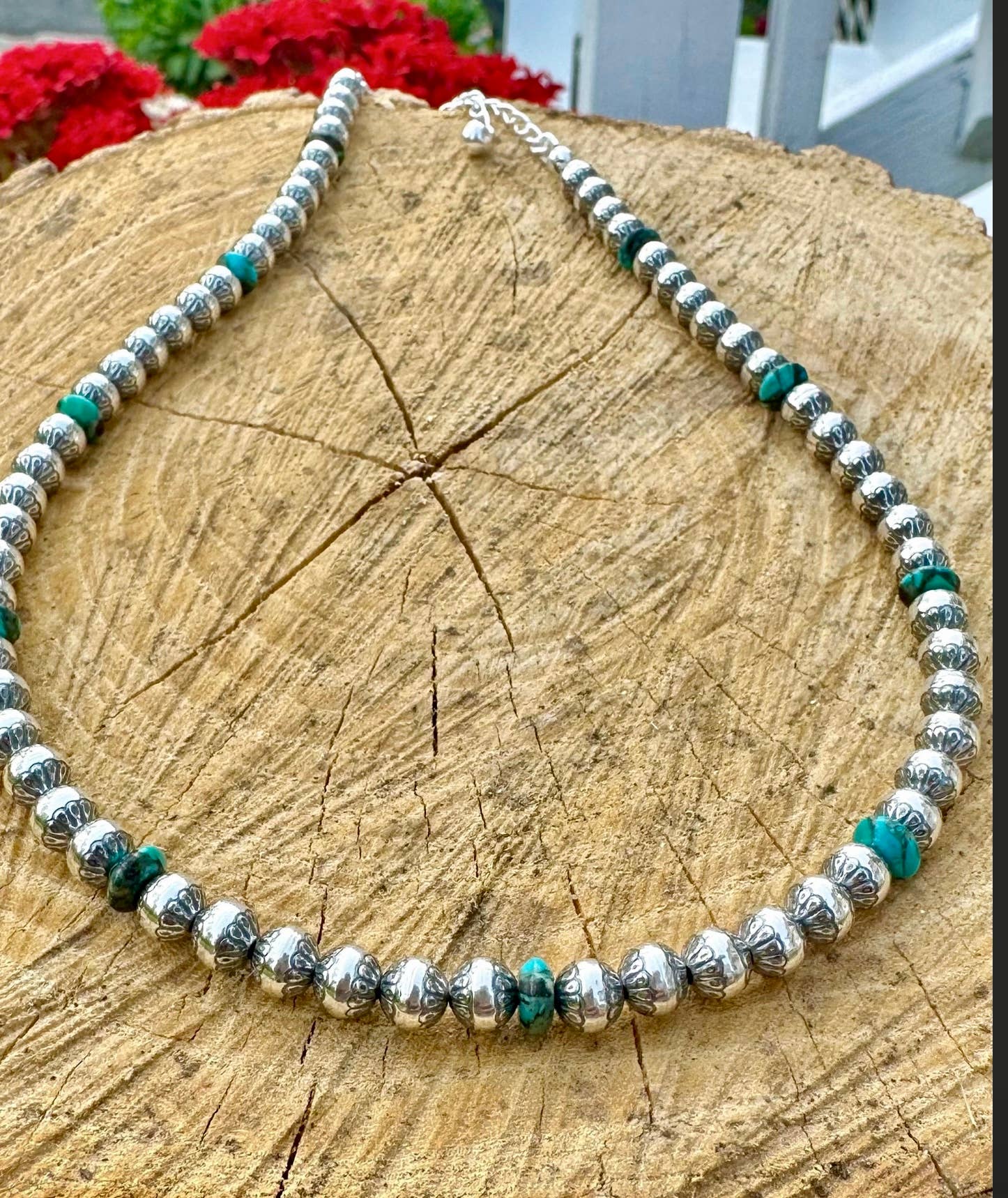 Ella Elisabeth Designs - Wholesale Beaded/Pearl Necklace - Handcrafted 8 mm Stamped Navajo Pearl Beaded Necklace0