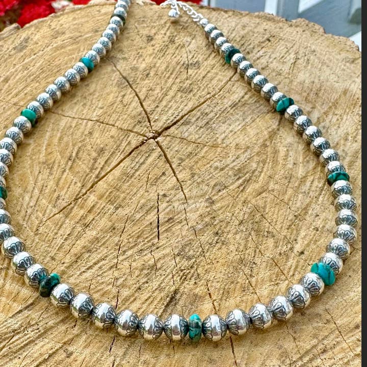 Ella Elisabeth Designs - Wholesale Beaded/Pearl Necklace - Handcrafted 8 mm Stamped Navajo Pearl Beaded Necklace