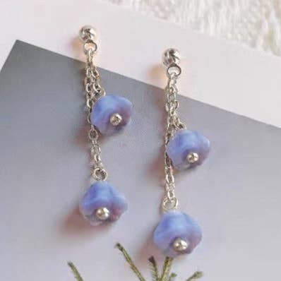 Koreanskt mode stål silver hallonklocka blomma 4cm örhängen för wholesale av Haengseongworkshop