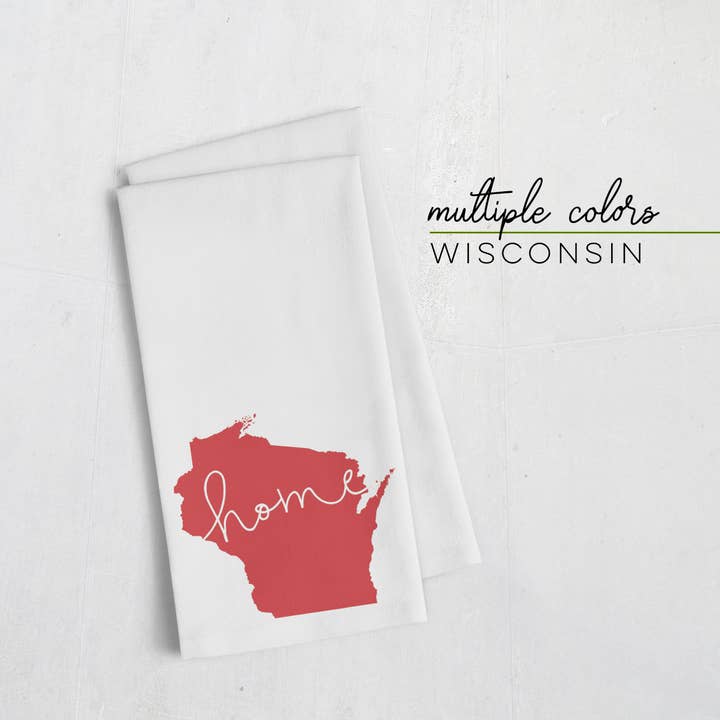 Geschirrtuch „Home“ Wisconsin | Mehrere Farben für den Großhandel von Paperfinch Design