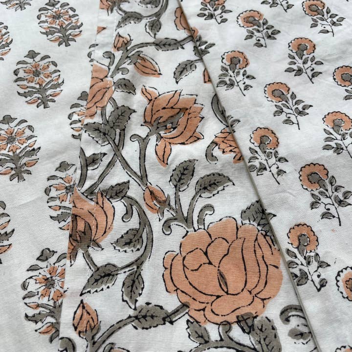 fort & field - Wholesale Throw Pillow Cover - 18x18 cotton peach grey floral motif square pillow cover7