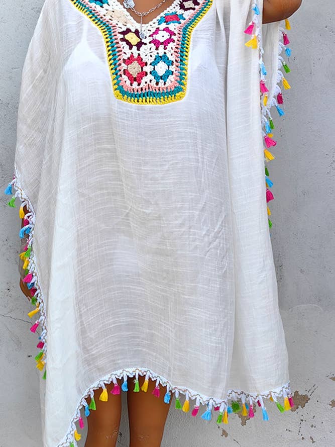 UNISHE – wholesale Kimono – Women's – Crochet Knit Lace Splicing Fringe Kimono OYM0527