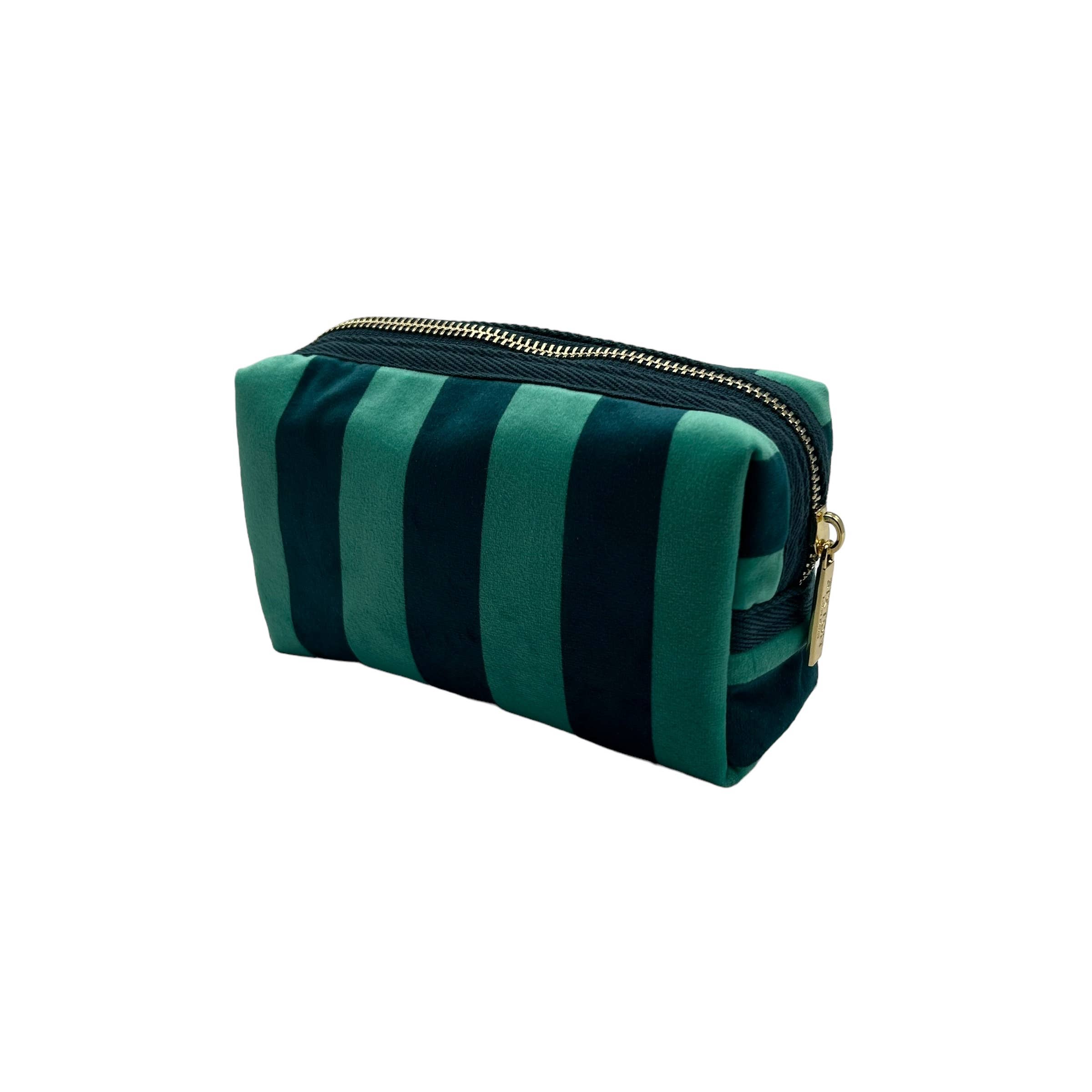 Sixton London – wholesale Make-up/cosmetic bag –  Teal stripe makeup bag2