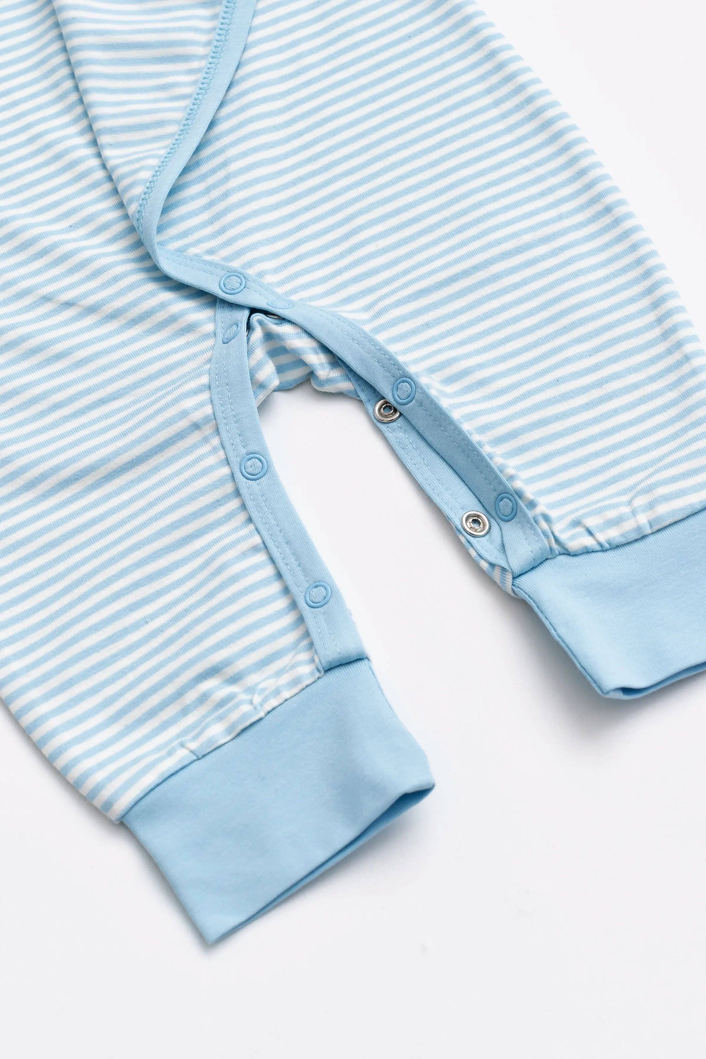 Monica + Andy - Wholesale Jumpsuit - Baby - Kimono Tie One-Piece_Light Blue French Stripe2