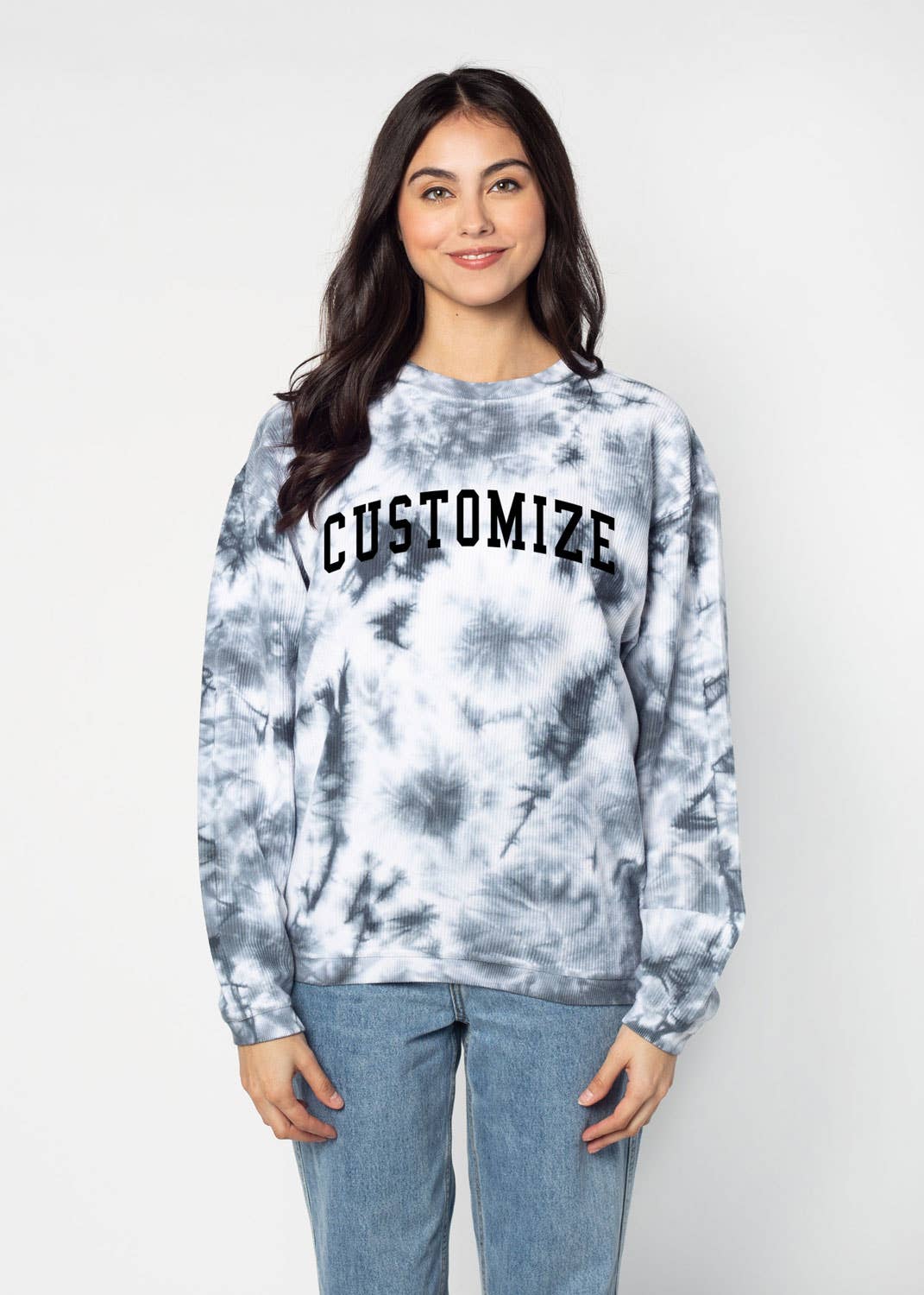 chicka-d – Großhandel Sweatshirt mit Grafikdruck – Damen – Die originale Custom Graphic Corded Crew, Collegiate Arc30