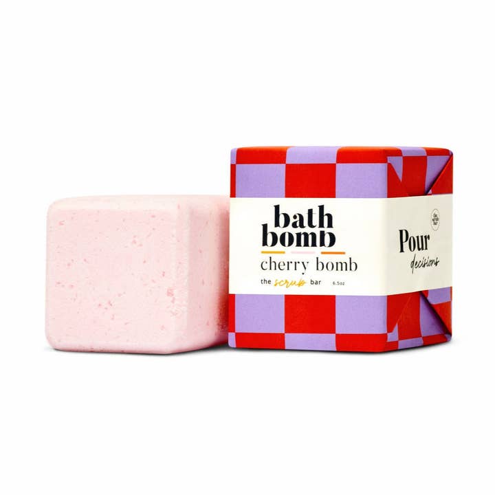 Pour Decisions - Pink Cherry Bath Bomb 6.5oz for wholesale by The Scrub Bar