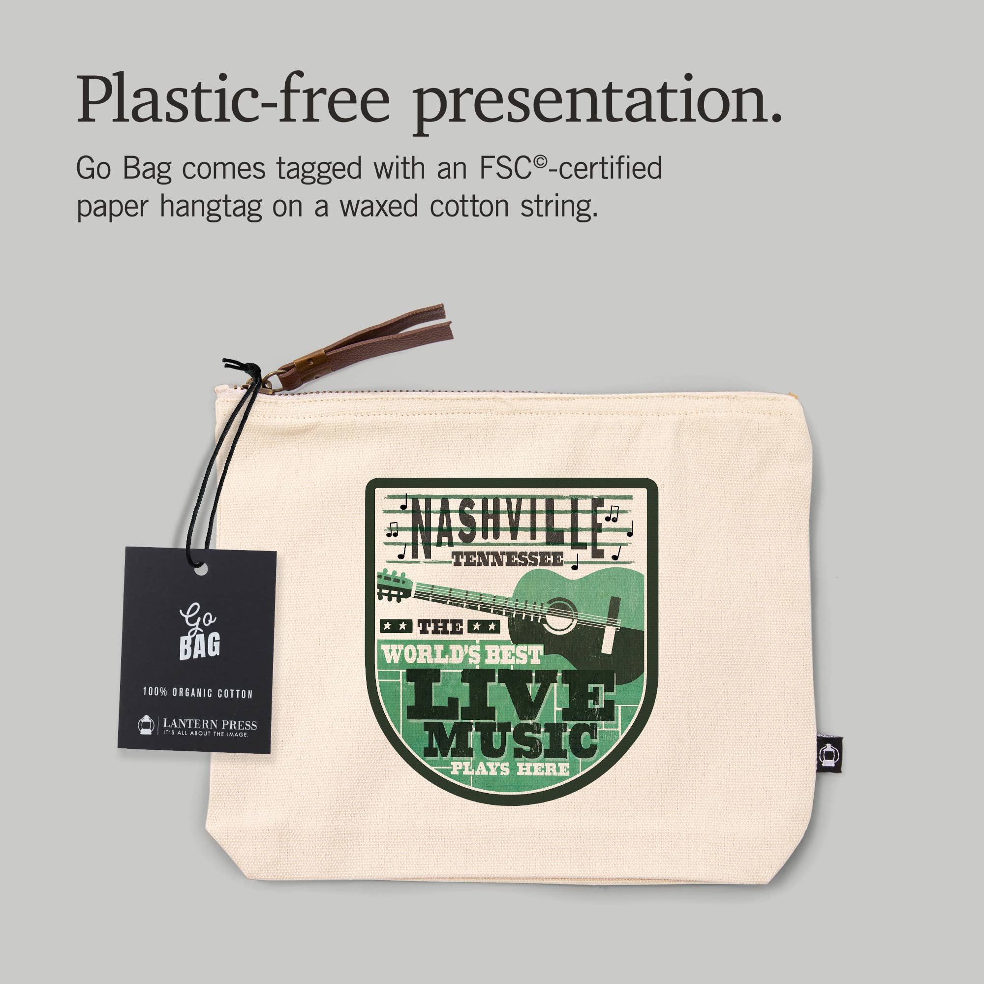 Lantern Press - Wholesale Pencil Case/Pouch - GO BAG POUCH Nashville, Tennessee, Guitar5