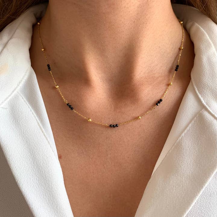 Victoire Collection – Großhandel Perlenkette – Natursteinkette aus grünem Achat aus Edelstahl