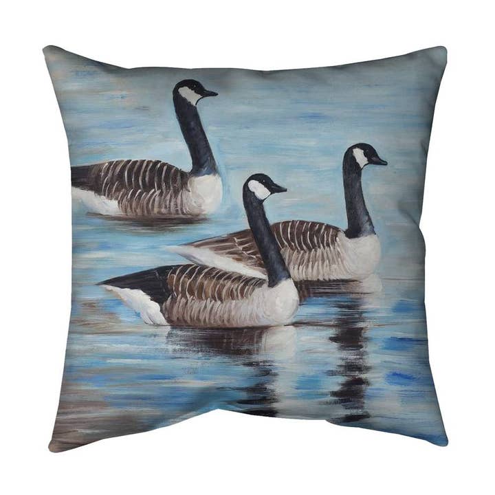 Blue Rustic Bird Pillow | Canada Geese in Water Home Decor for wholesale by BEGIN HOME DECOR