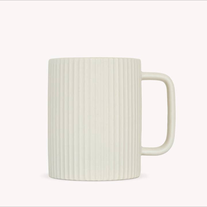 Gry Mattr by Joe Mimran - Venta al por mayor Taza - Juego de 2 tazas de cerámica acanalada - Arena