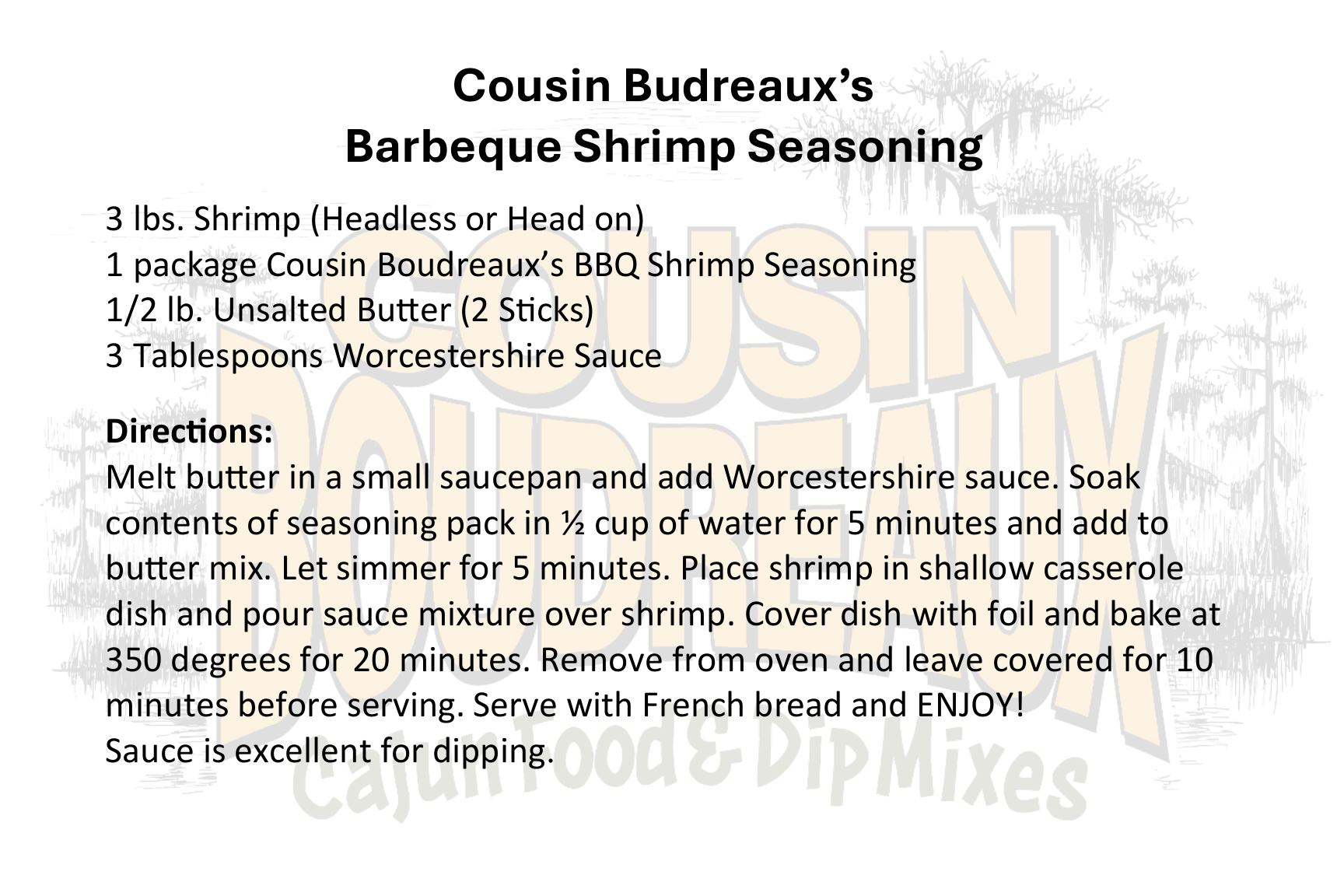 Cousin Boudreaux's Cajun Foods - Wholesale Dried Spice Mix - Cousin Boudreaux's BBQ Shrimp2
