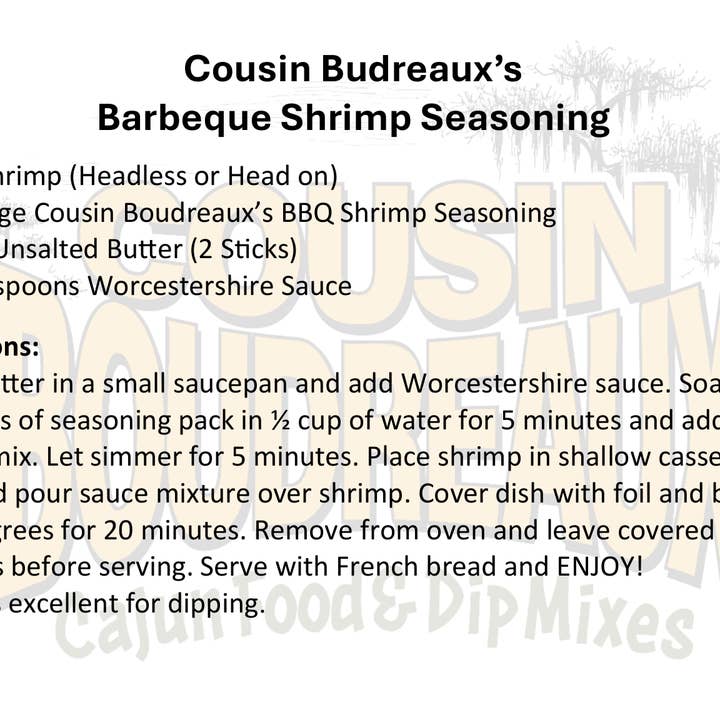 Cousin Boudreaux's Cajun Foods - Wholesale Dried Spice Mix - Cousin Boudreaux's BBQ Shrimp2