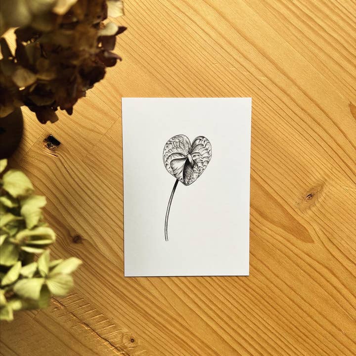 Postcard "Anthurium" (10.5 x 14.8 cm) for wholesale by Maëlle LESAGE