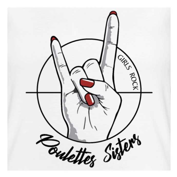 Poulettes Sisters - Vendita all'ingrosso Maglietta serigrafata - Donna - T-shirt bianca a maniche corte da donna «Hell Yeah Hand»1