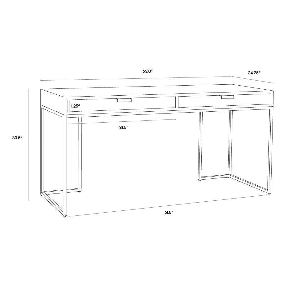 LOOMLAN - Venta al por mayor Mesa consola - Jiro Desk - Piel de Tiburón Gris Patas de Latón Antiguo7