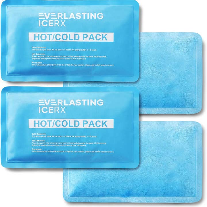 Everlasting Ice RX - Wholesale Hot/Cold Compress - Reusable Hot and Cold Gel Soft Ice Packs - 4 Pack Large Gel Ice Pack - Hot and Cold Therapy Solution for Injuries, Cold Packs for Pain Relief - Ice Packs for Injuries Reusable - 10 x 5