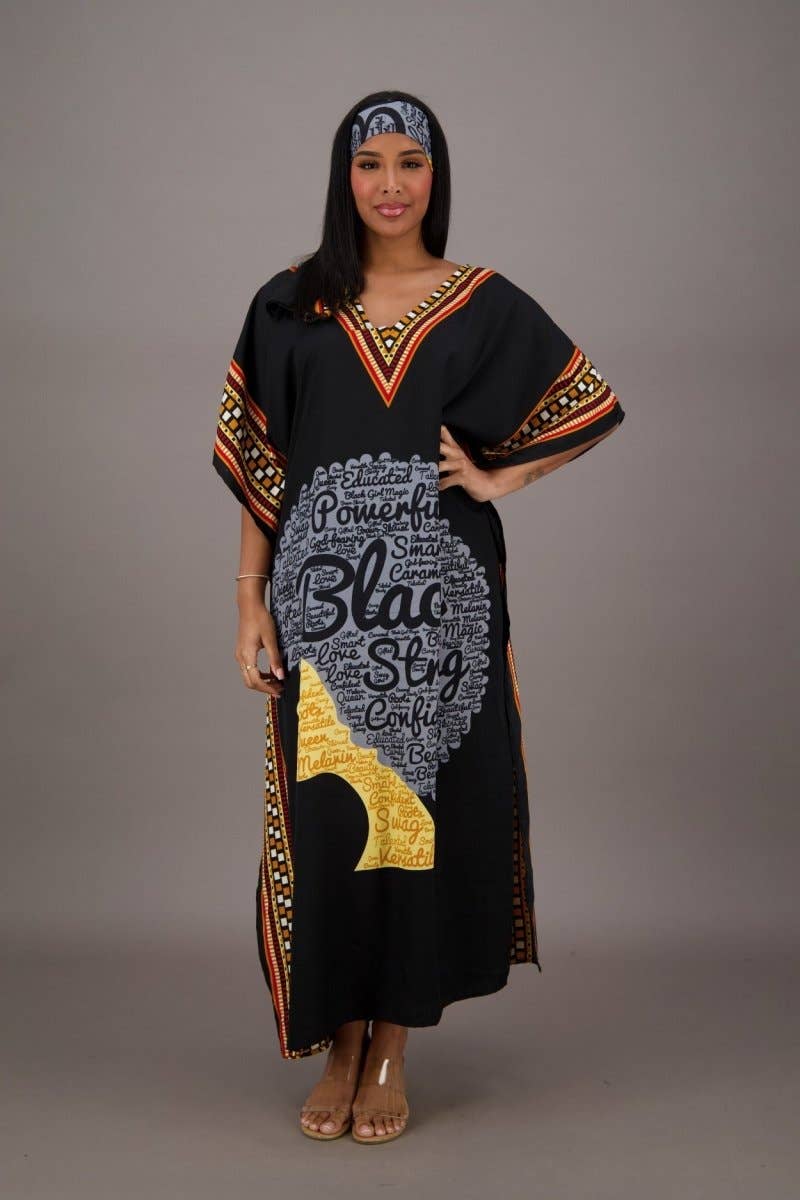 Single Color Dashiki Border Print Kaftan KAF-42203 for wholesale on Faire3
