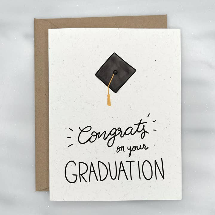 Black Grad Cap - Graduation Card for wholesale by Lemon Doodle