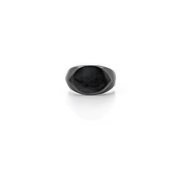 Evil Eye Signet Ring In Blackened Sterling Silver for wholesale by Xenos works
