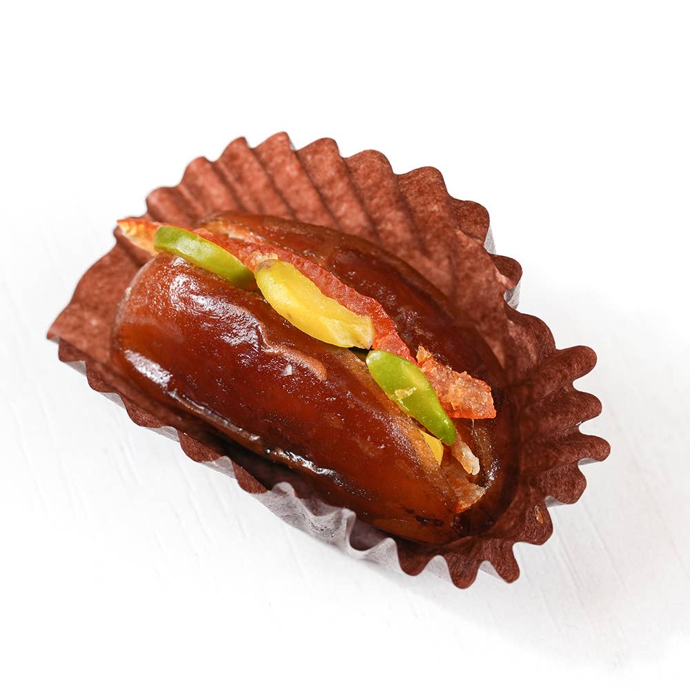 Mercede&Co - Vendita all'ingrosso Frutta secca/disidratata - Datteri ripieni di pistacchio e scorza d'arancia amara1