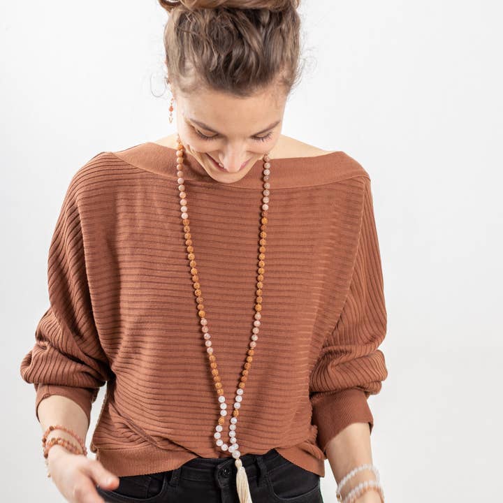 Nalina Wild - Wholesale Prayer Beads Necklace - Sunstone Moonstone Rudraksha Mala3