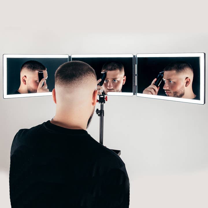 Self-Cut System - Wholesale Vanity Mirror - Self-Cut System Angel Lights Tripod 3 Way Mirror w/ dimmable LED lights2