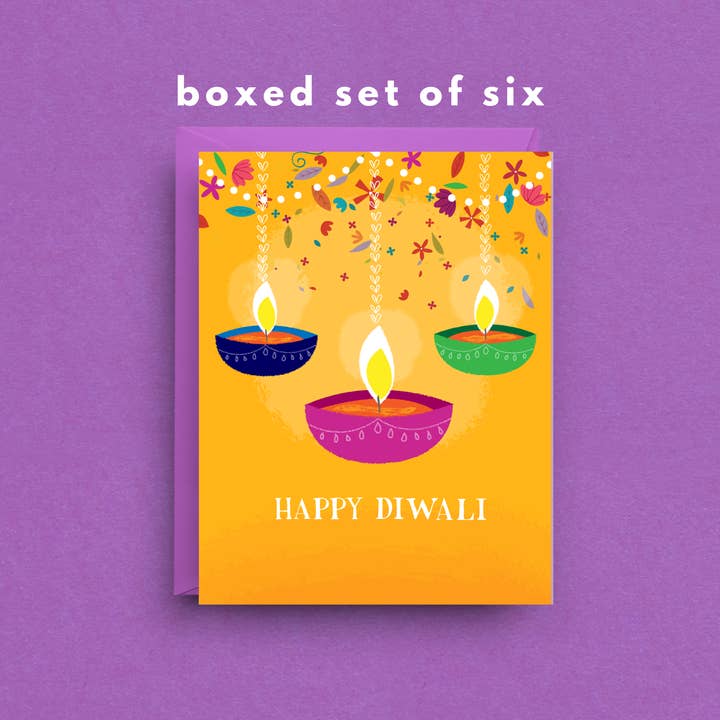 Diwali Cards-Happy Diwali Greeting Cards - Boxed Set of 6 for wholesale by Nicole Marie Paperie