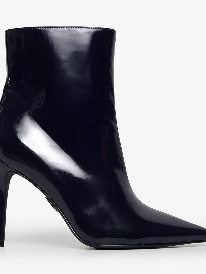 Stivali alla caviglia con tacco alto in vernice Phoenix Blue per la vendita all'ingrosso da parte di CRISTINA FERREIRA