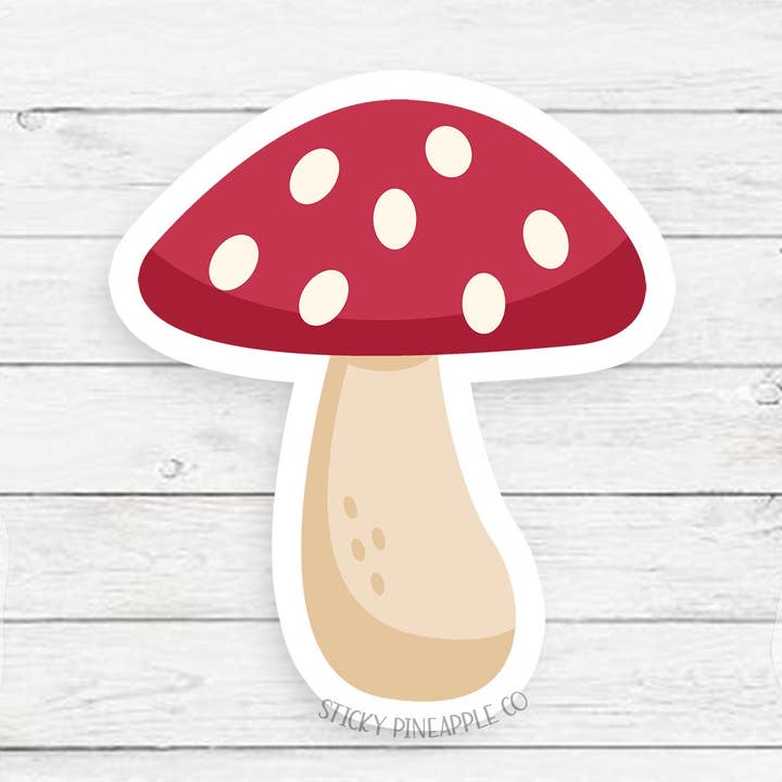 Adhesivo en forma de hongo | Adhesivo mate | Pegatina Cottagecore | Resistente a la intemperie | Adhesivo mágico | Adhesivo para portátil, vaso, botella de agua y mucho más para venta al por mayor de Sticky Pineapple Co
