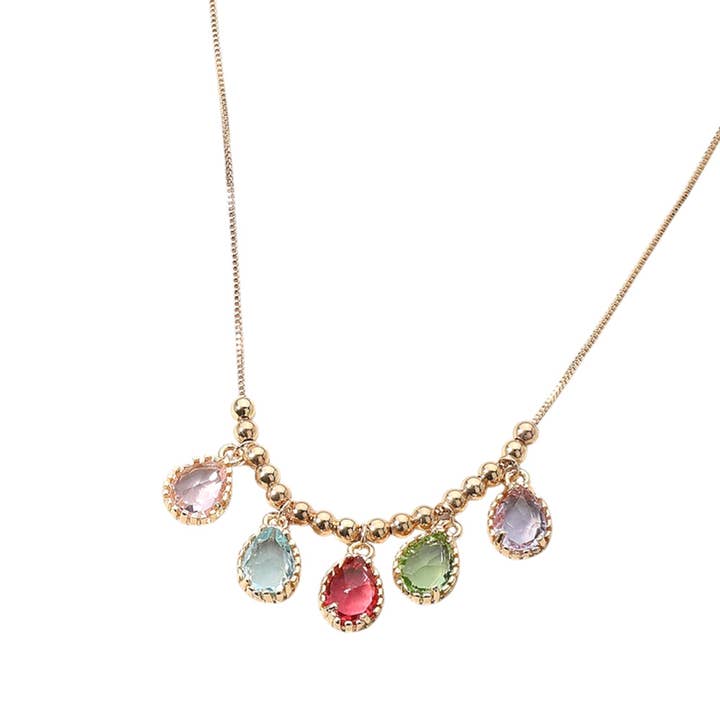 Sensibling Corp. – wholesale Pendant/charm necklace – Teardrop Stone Cluster Charm Beaded Necklace
7