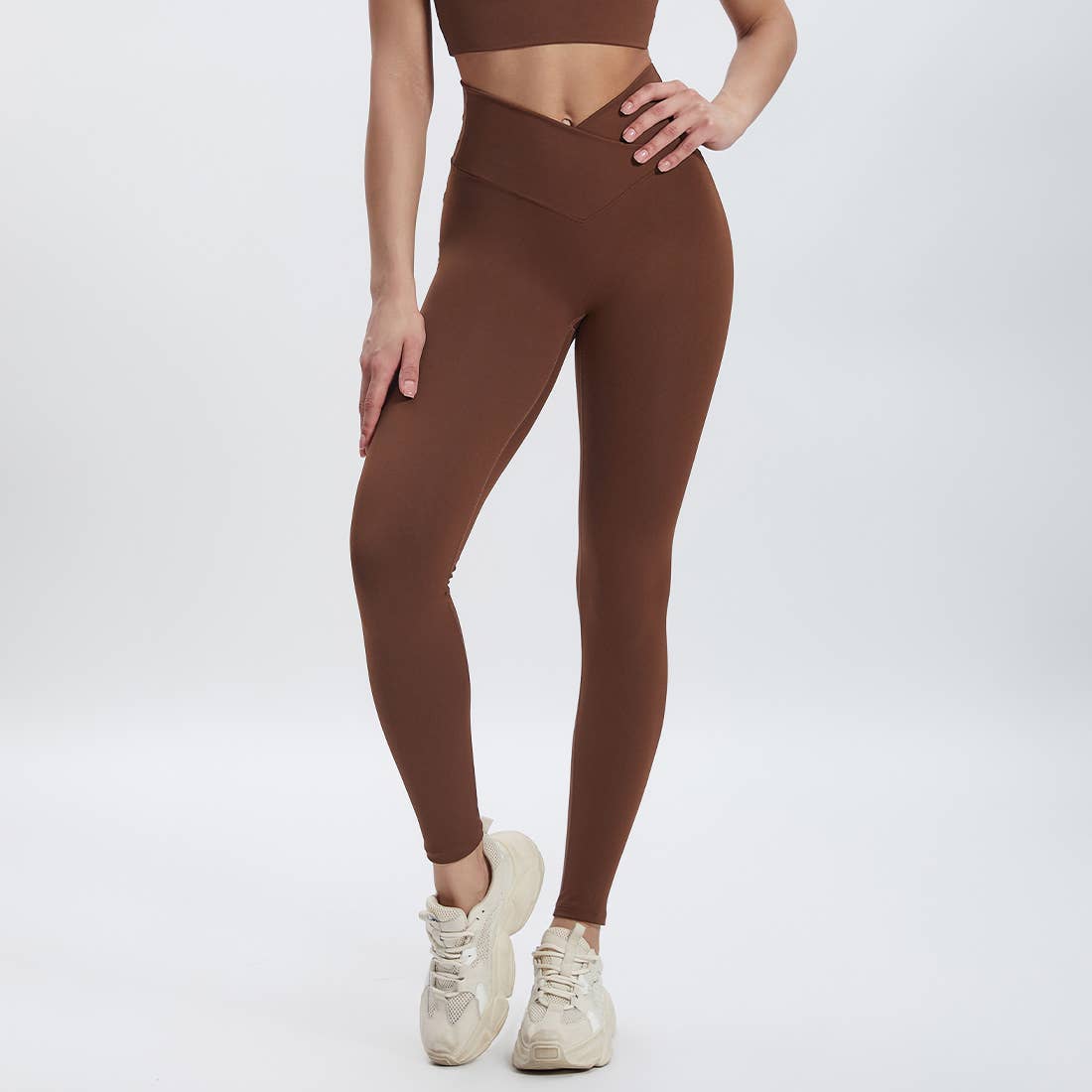 Sodalemon – Engroshandel Sports-/loungeleggings – til kvinder – Sodalemon dameleggings med krydset høj talje i ensfarvet design19