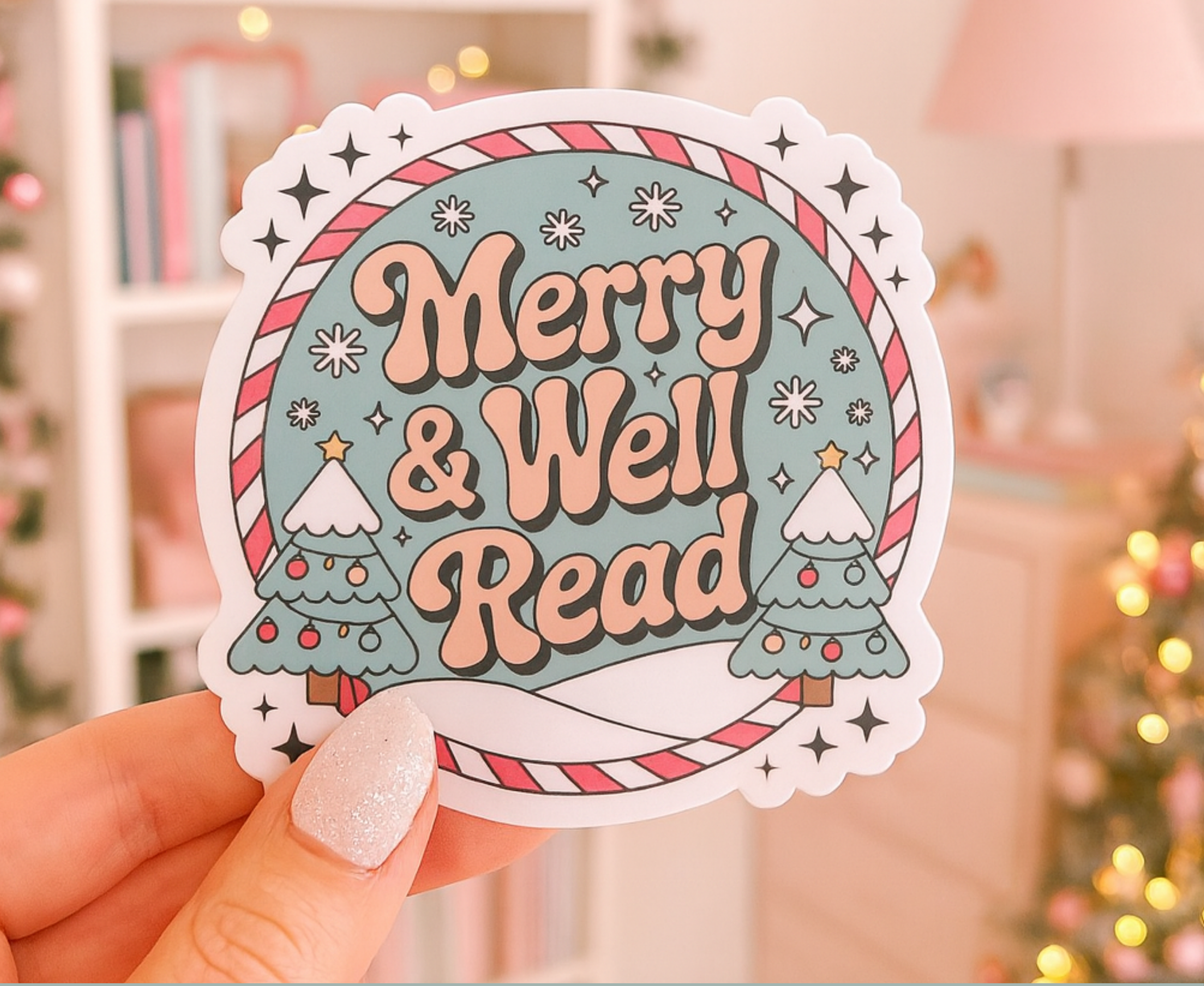 Auburn Row Design - Wholesale Sticker - Vrolijke & Goed Gelezen Boeken Kerstmis Uitgesneden Sticker9