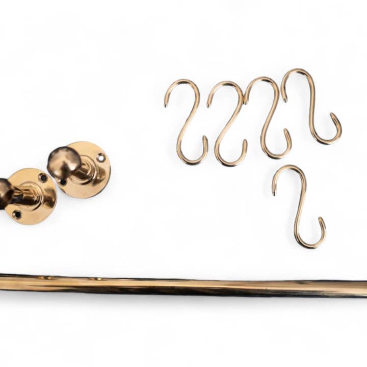 Moroccantastics - Wholesale Kitchen Storage/Organizer - Unlacquered Brass Pot Rail with Hooks - Elegant Kitchen Pot Rack & Hangers5