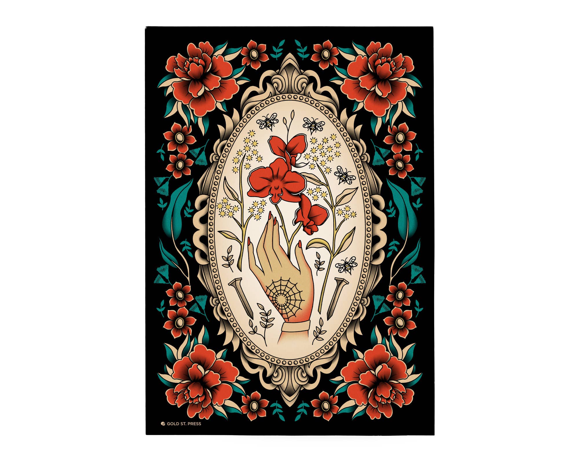 Gold St. Press - Wholesale Art print - Orchid Tattoo Flash Art Print