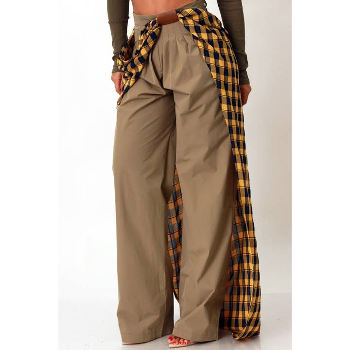 Esmeray Clothing - Wholesale Pants - Women's - MODERN CHECK DRAPE WIDE PANTS2