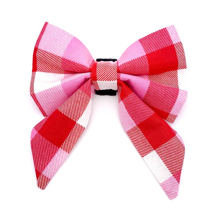 Valentine's Day Check Sailor Dog Bow for wholesale by Winthrop Clothing Co.