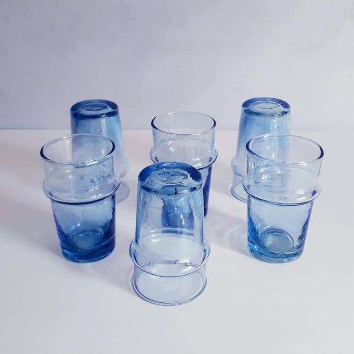 High crafty - Wholesale Drinking Glass/Cup - 🍹 Blue Beldi Glasses – Hand Blown Recycled Glass (Set of 6)1
