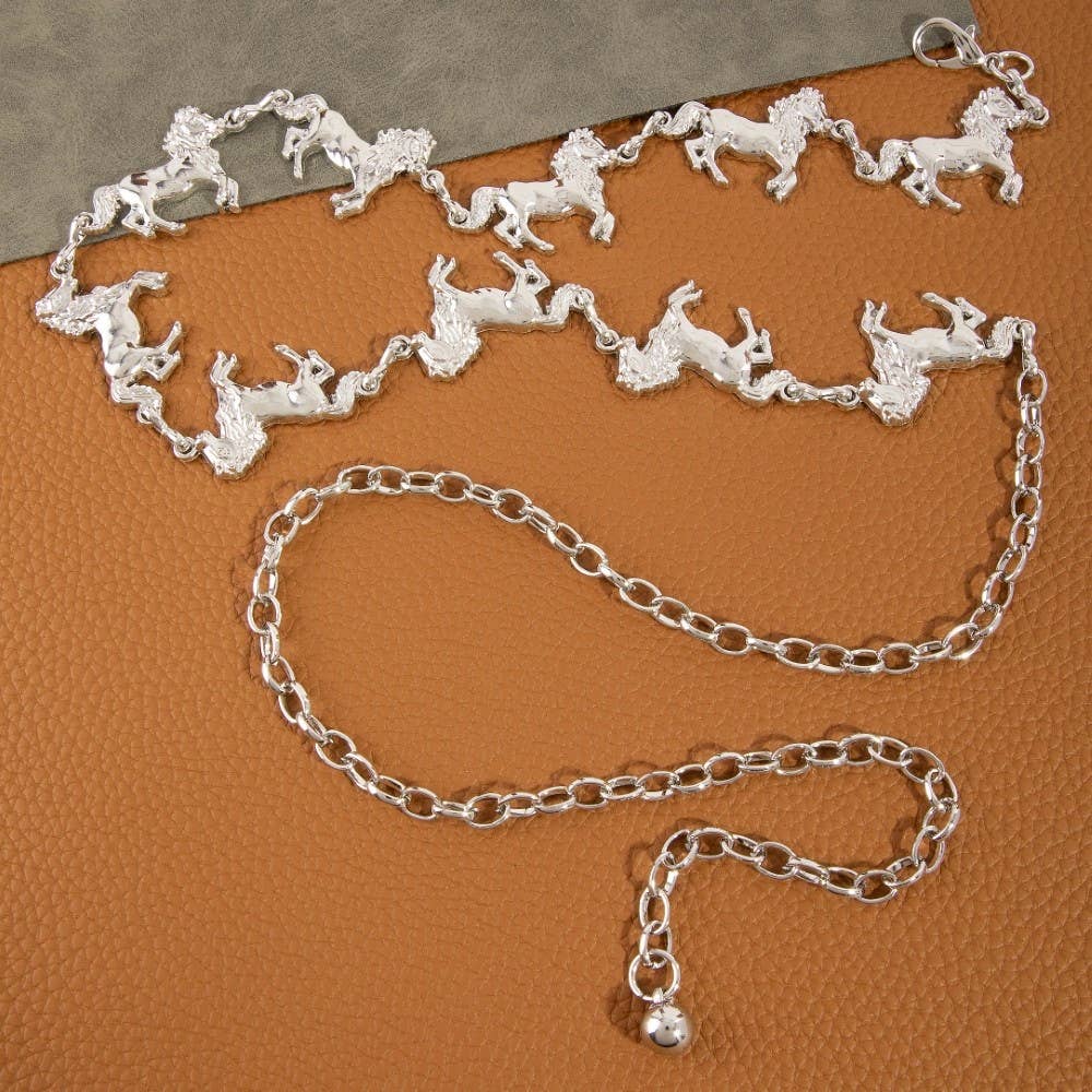 Collections by Fame Accessories - Wholesale Belt - Women's - Multi Horse Chain Belt4