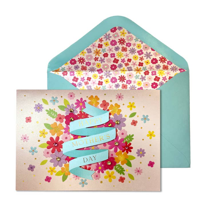 Fiori fatti a mano con striscione Festa della Mamma per la vendita all'ingrosso da parte di NIQUEA.D