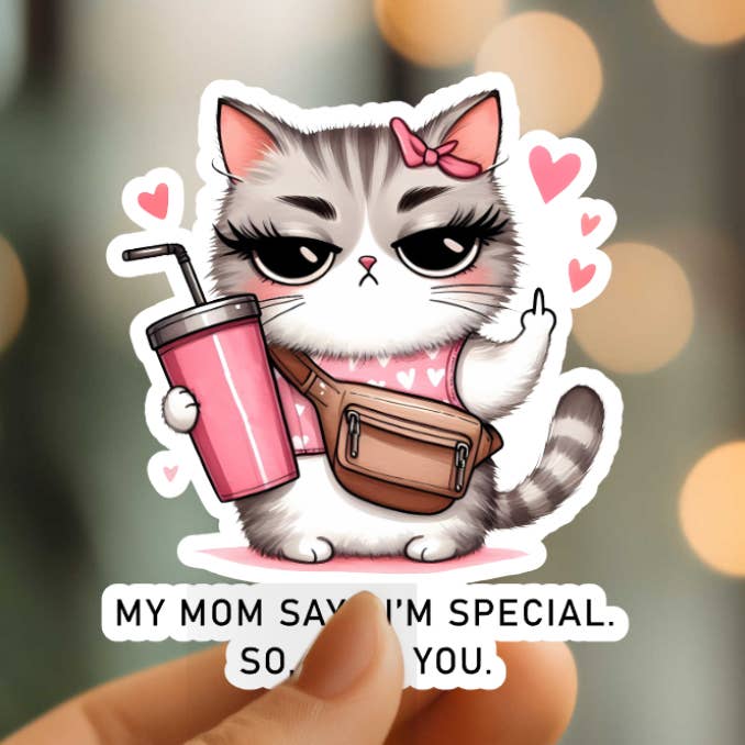 Funny My Mom Says I'm Special Vinyl Sticker for wholesale by Mystical Monkey Toes