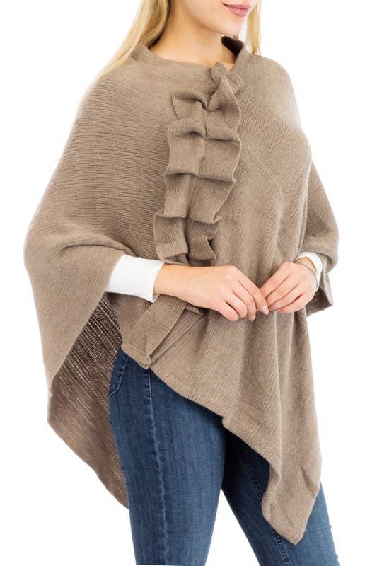 Cap Zone - Vente Poncho – femme - Poncho à coupe en V simpliste à volants8