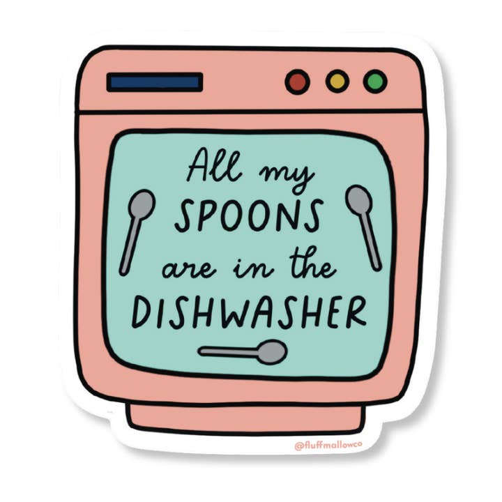 Skedar i diskmaskin Kronisk sjukdom Spoonie Vinylklistermärke för wholesale av Fluffmallow (Custom duties for USA are pre-paid by us)