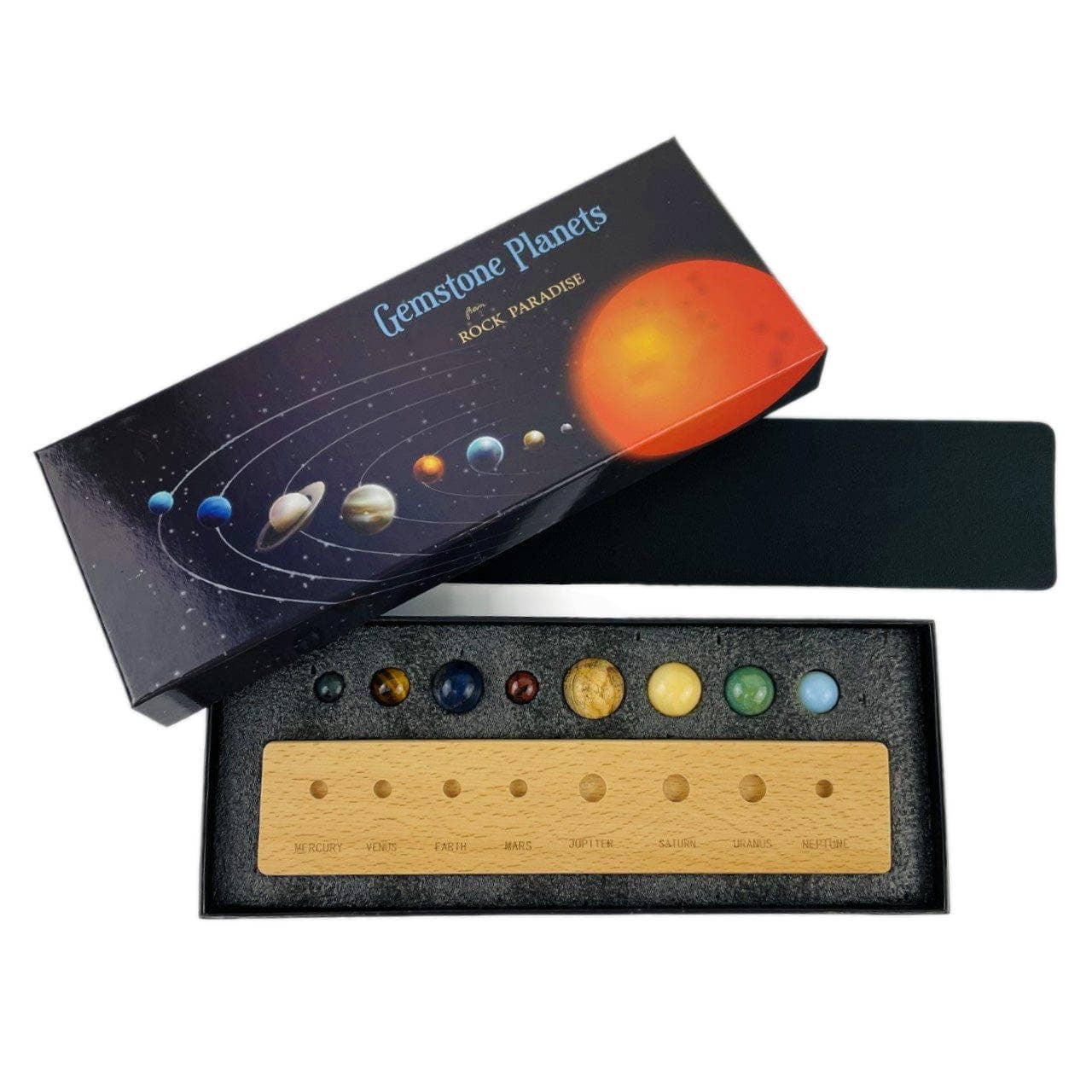 Rock Paradise - Wholesale Spiritual Stone/Crystal - Gemstone Solar System Planets in a Box Crystal Spheres0