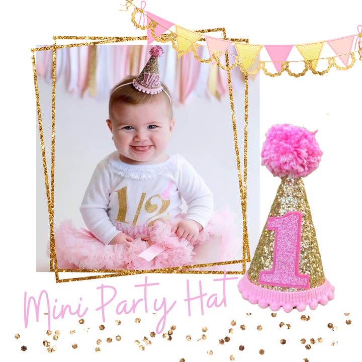 Mini chapéu de festa rosa e dourado por atacado de Besitos