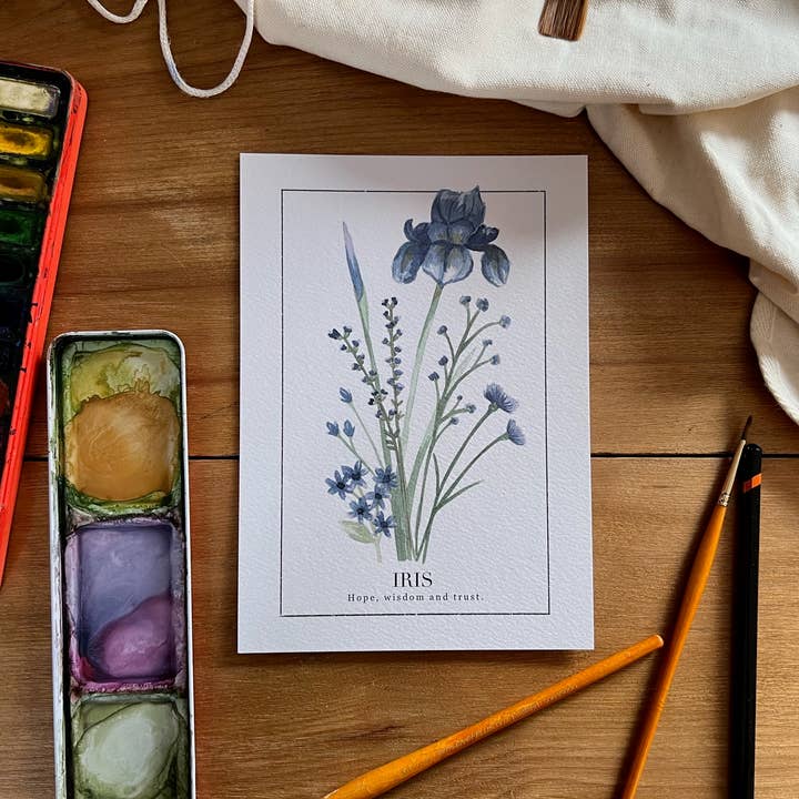 Iris Mini Print with Meaning for wholesale by Pippin Prints