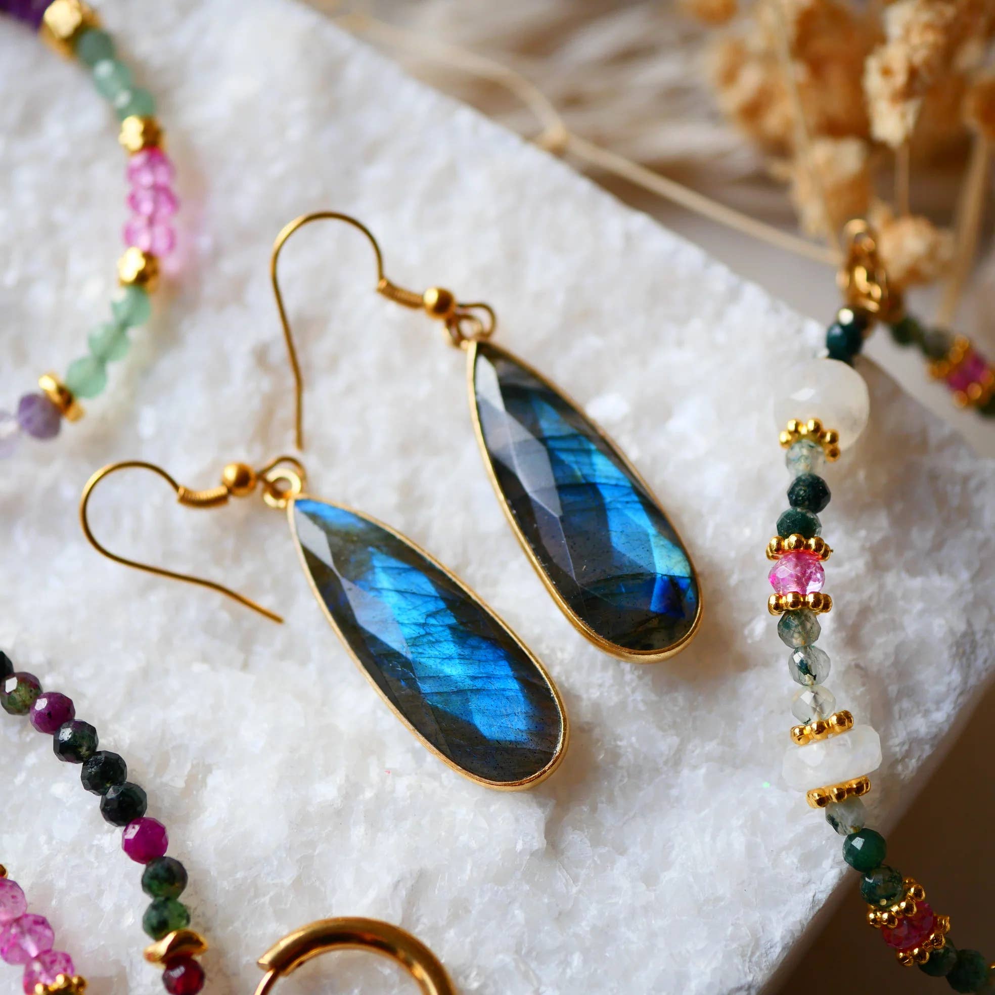 GINANDGER - Wholesale Dangle Earrings - EARRING LABRADORITE ISHITA