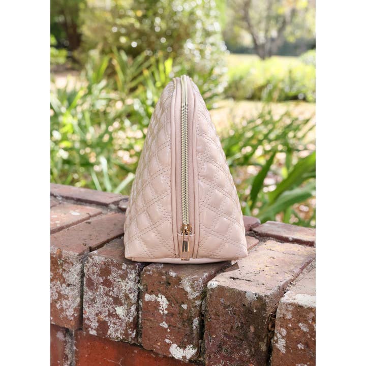 Caroline Hill - Wholesale Makeup/Cosmetic Bag - Capri Large Pouch Nude Patent SQ3