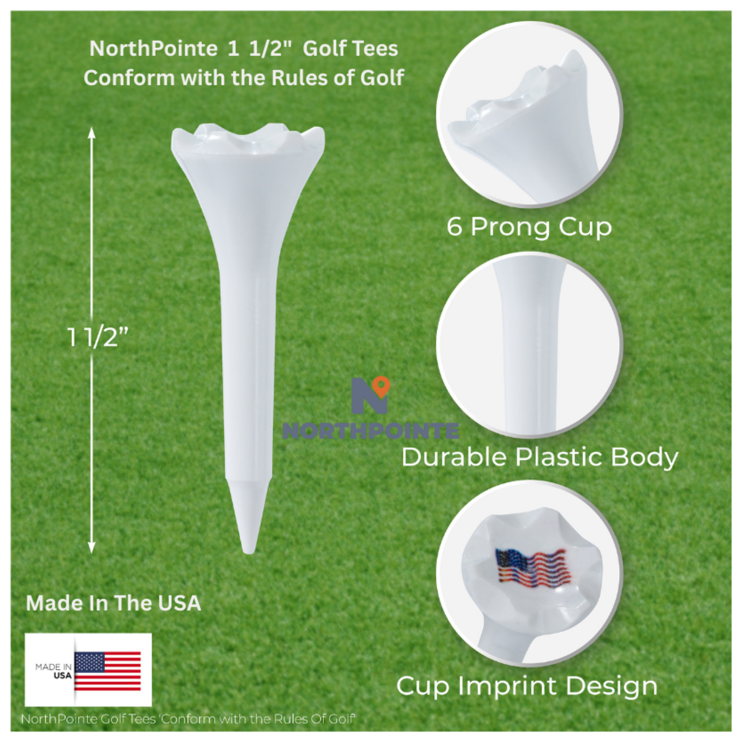 NorthPointe Golf - Wholesale Sports & Outdoor - USA American Flag Cup Imprinted Golf Tees6