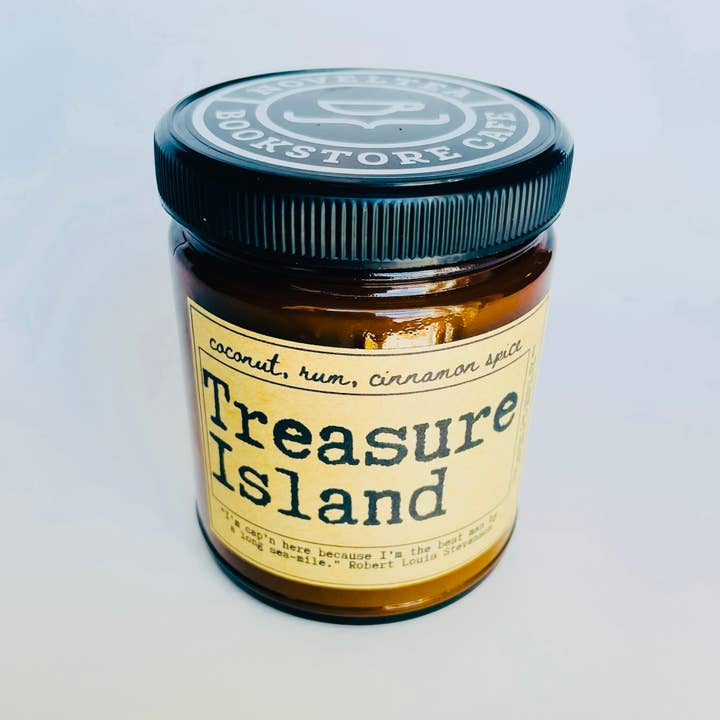 NovelTea Bookstore & Gifts - Vente Bougie en bocal - Treasure Island - Bougie parfumée à la noix de coco et au rhum7