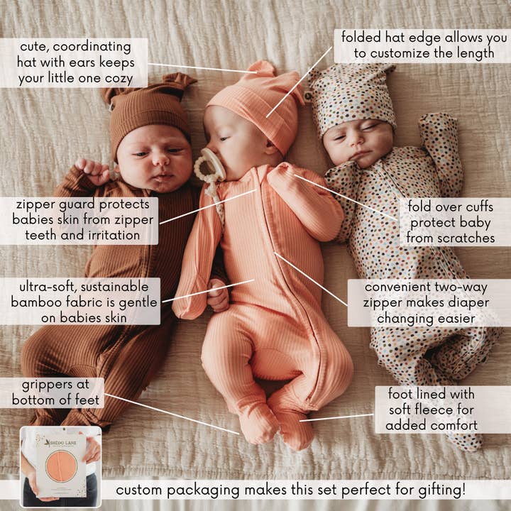 Blushing Pink Bamboo Baby Romper 2 Piece Set for wholesale on Faire1